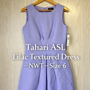 Tahari ASL Lilac Textured Fit & Flare Dress Size 6 NWT